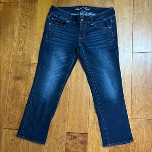 American Eagle Y2K Artist Capri Stretch Jeans Size 8 Low Rise Dark Wash Casual